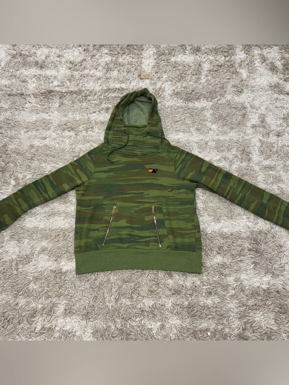 Aviator nation camo ninja hoodie xs zip pockets.